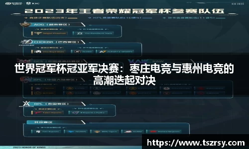 世界冠军杯冠亚军决赛：枣庄电竞与惠州电竞的高潮迭起对决